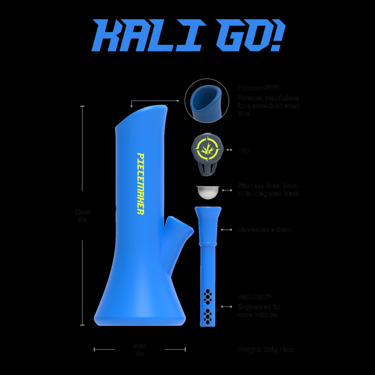 PieceMaker Kali Go Silicone Water Pipe — Yellow — product photo 2