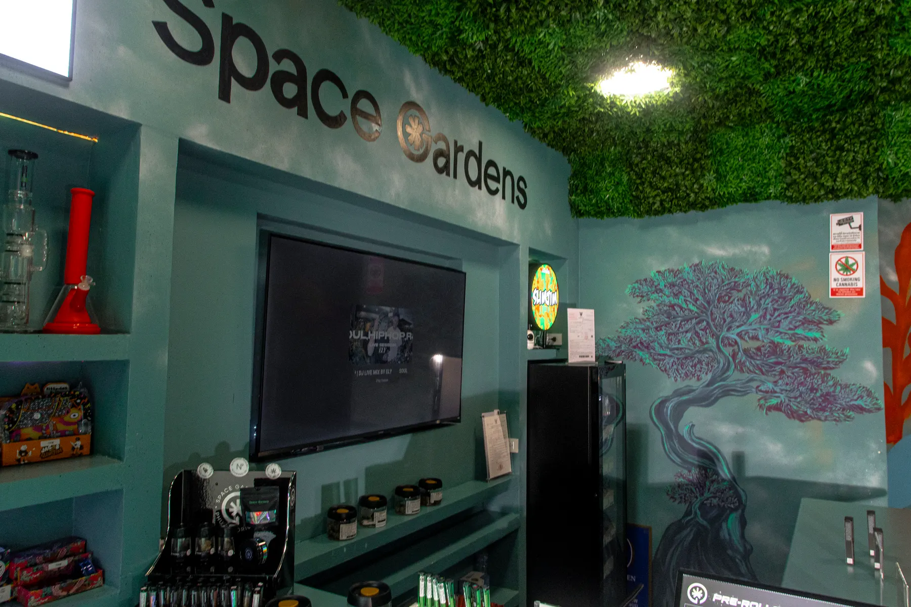 Space Gardens Bang Tao product display and lounge wall