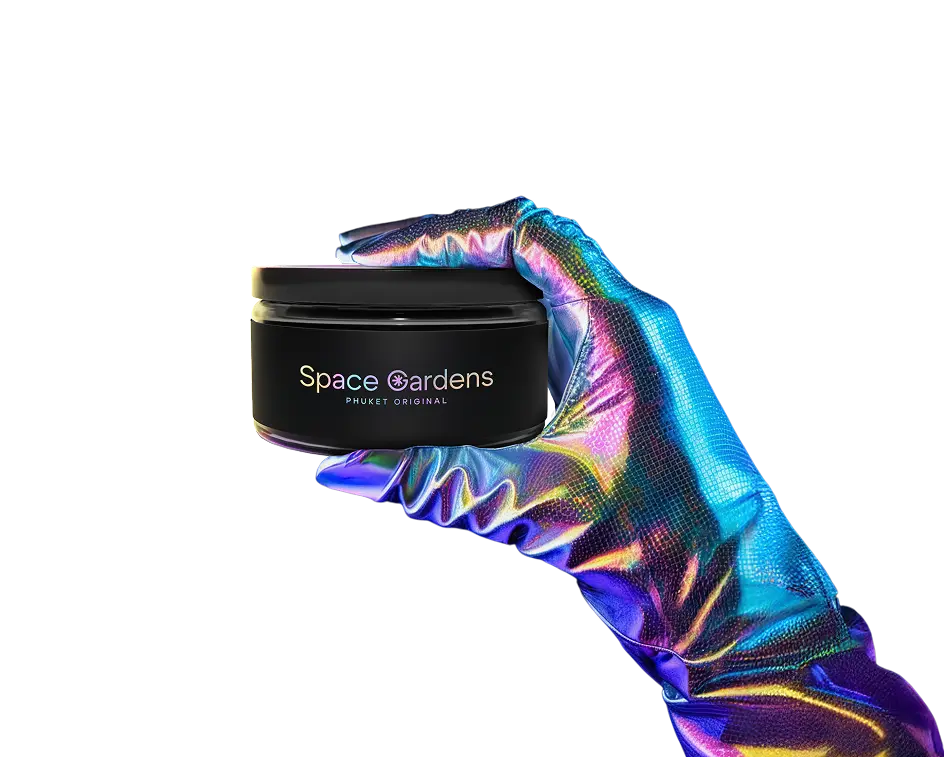 Space Gardens cannabis product display in Phuket