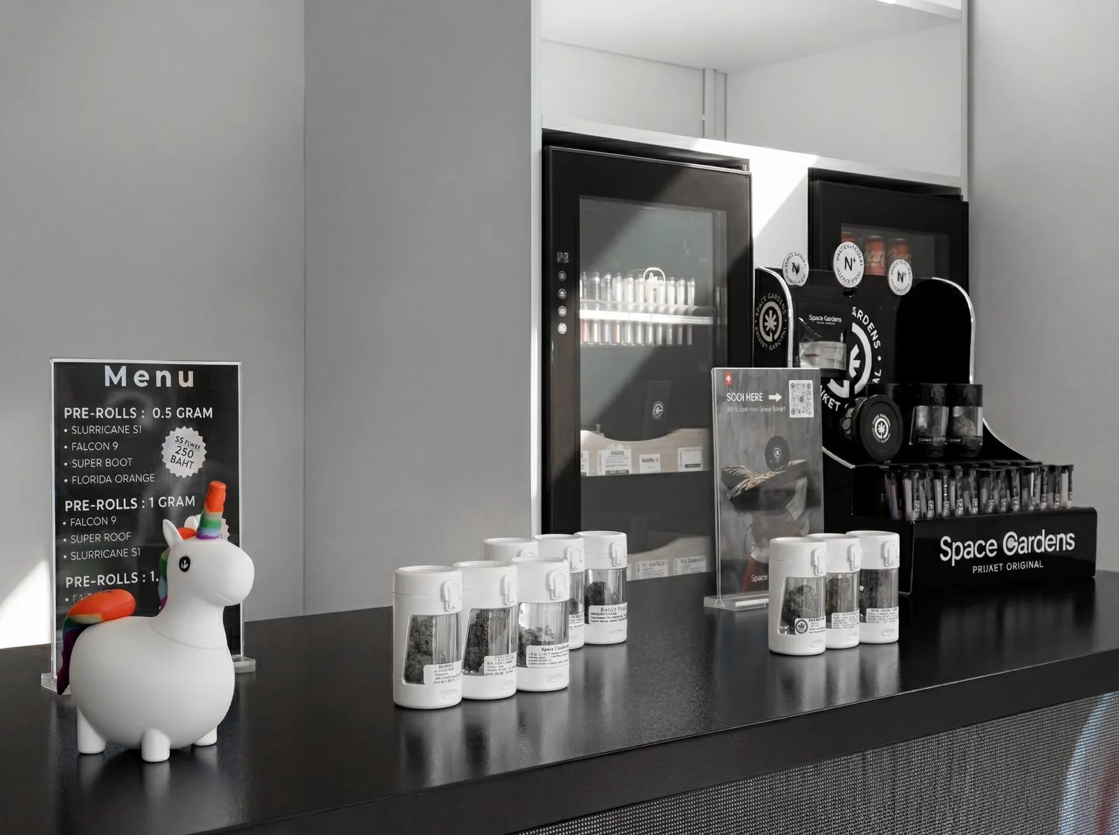 Products and accessories on the Space Gardens Patong counter