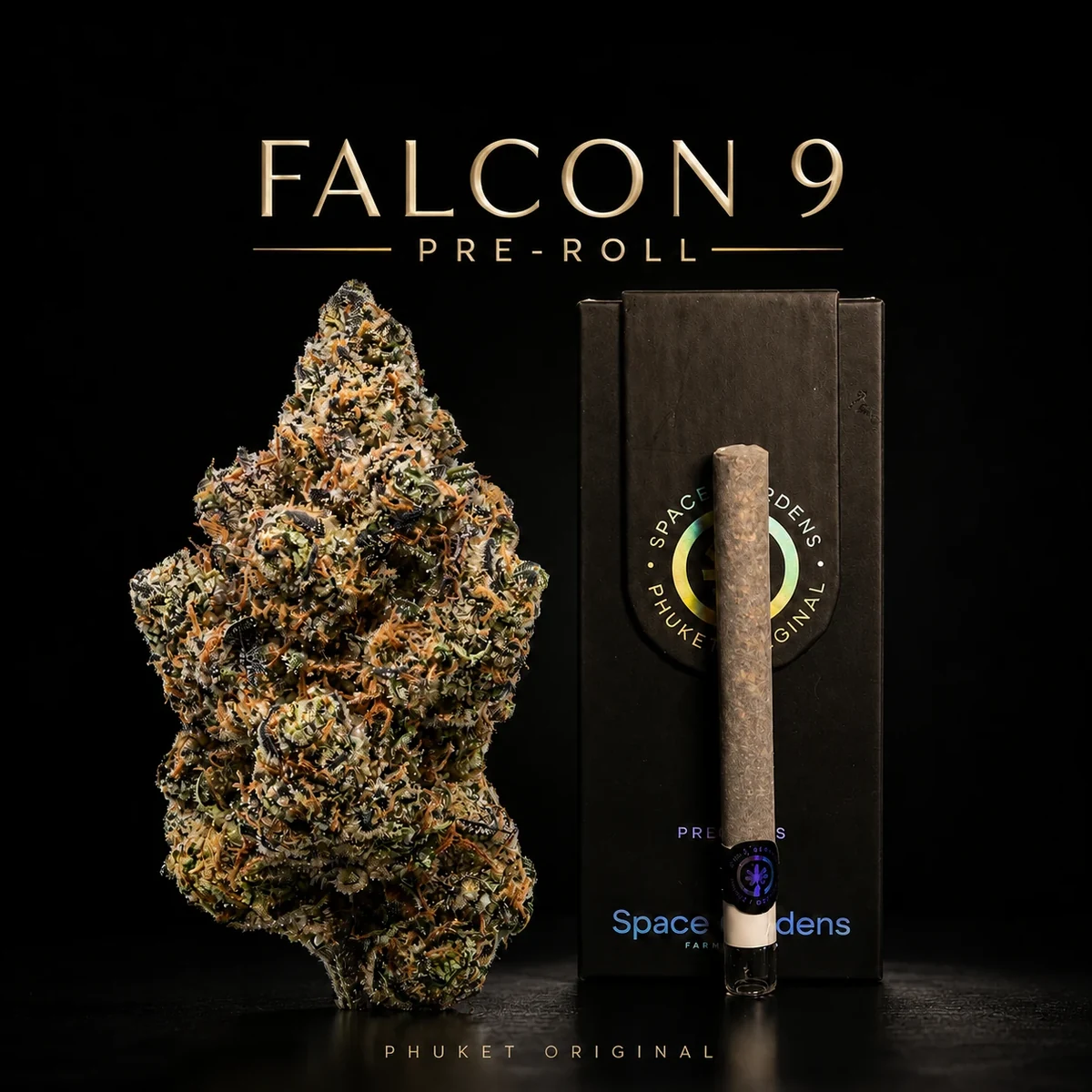 Falcon 9 pre-roll in Phuket with flower and Space Gardens pack
