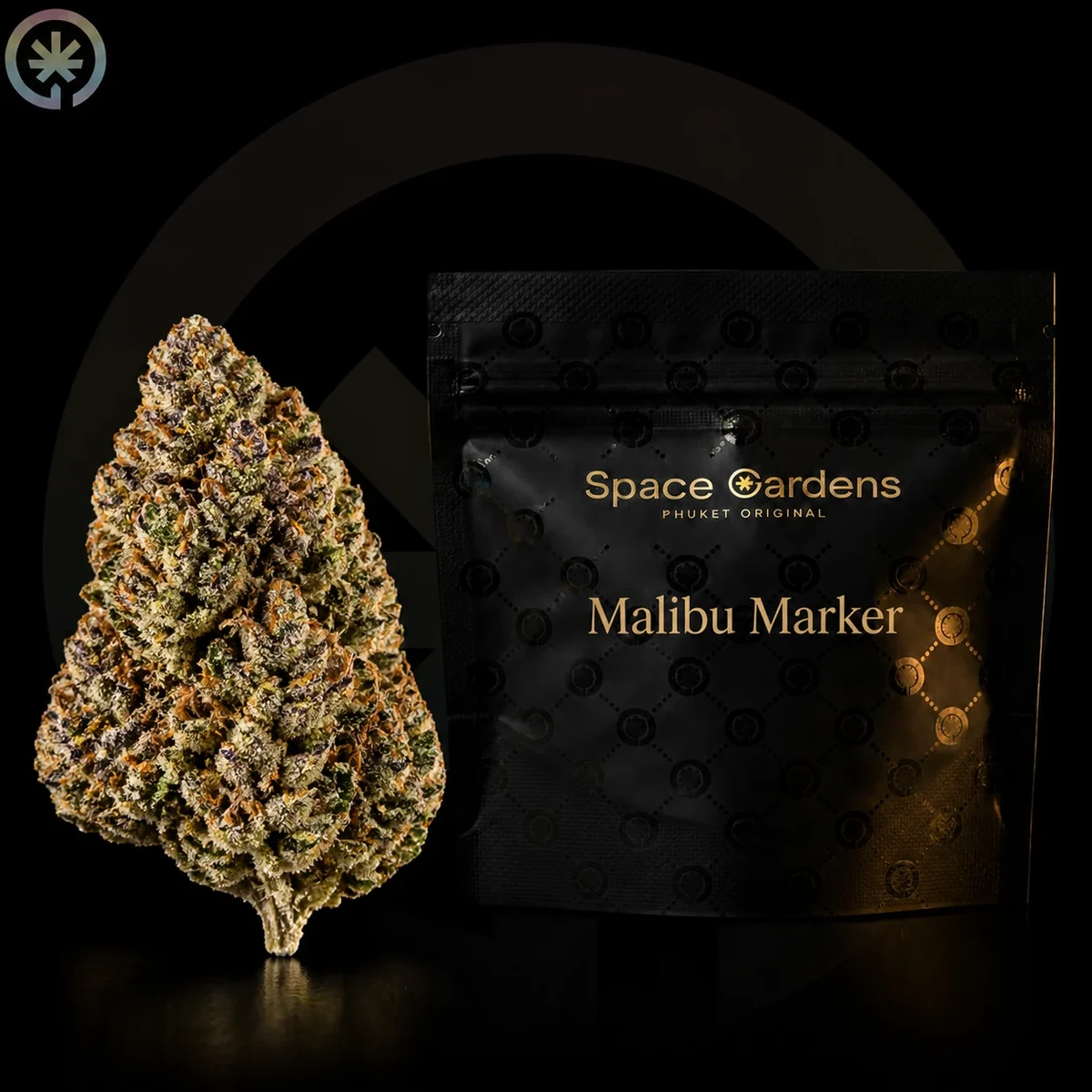 Malibu Marker Cannabis Flower packaging at Space Gardens Phuket