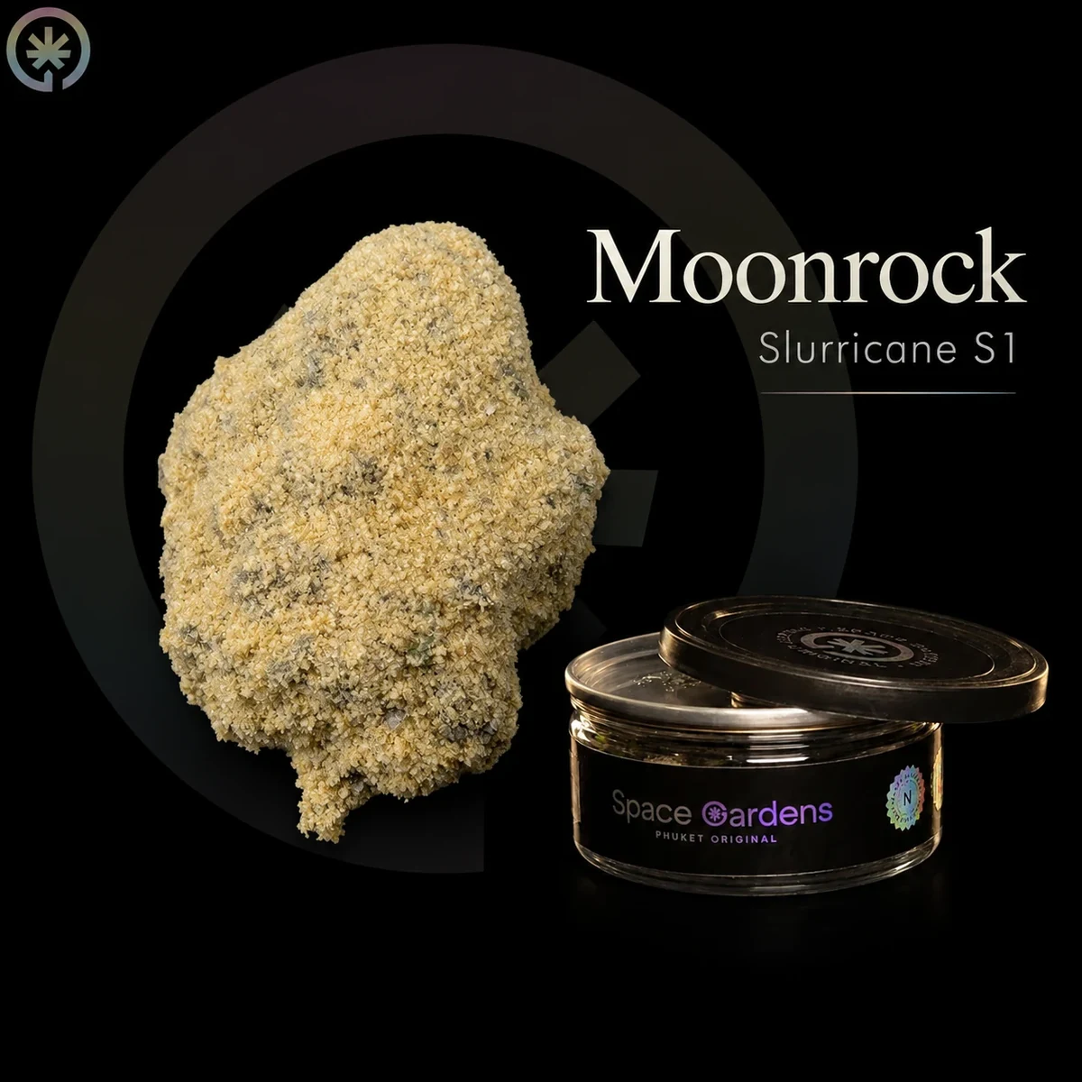 Moonrock Slurricane S1 beside a branded Space Gardens jar
