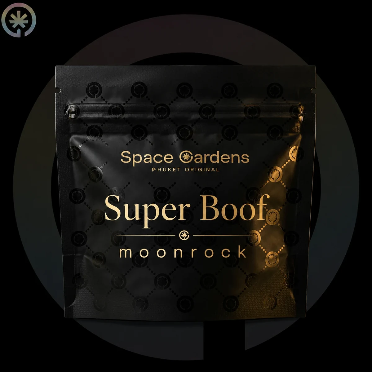 Moonrock Super Boof branded Space Gardens pouch