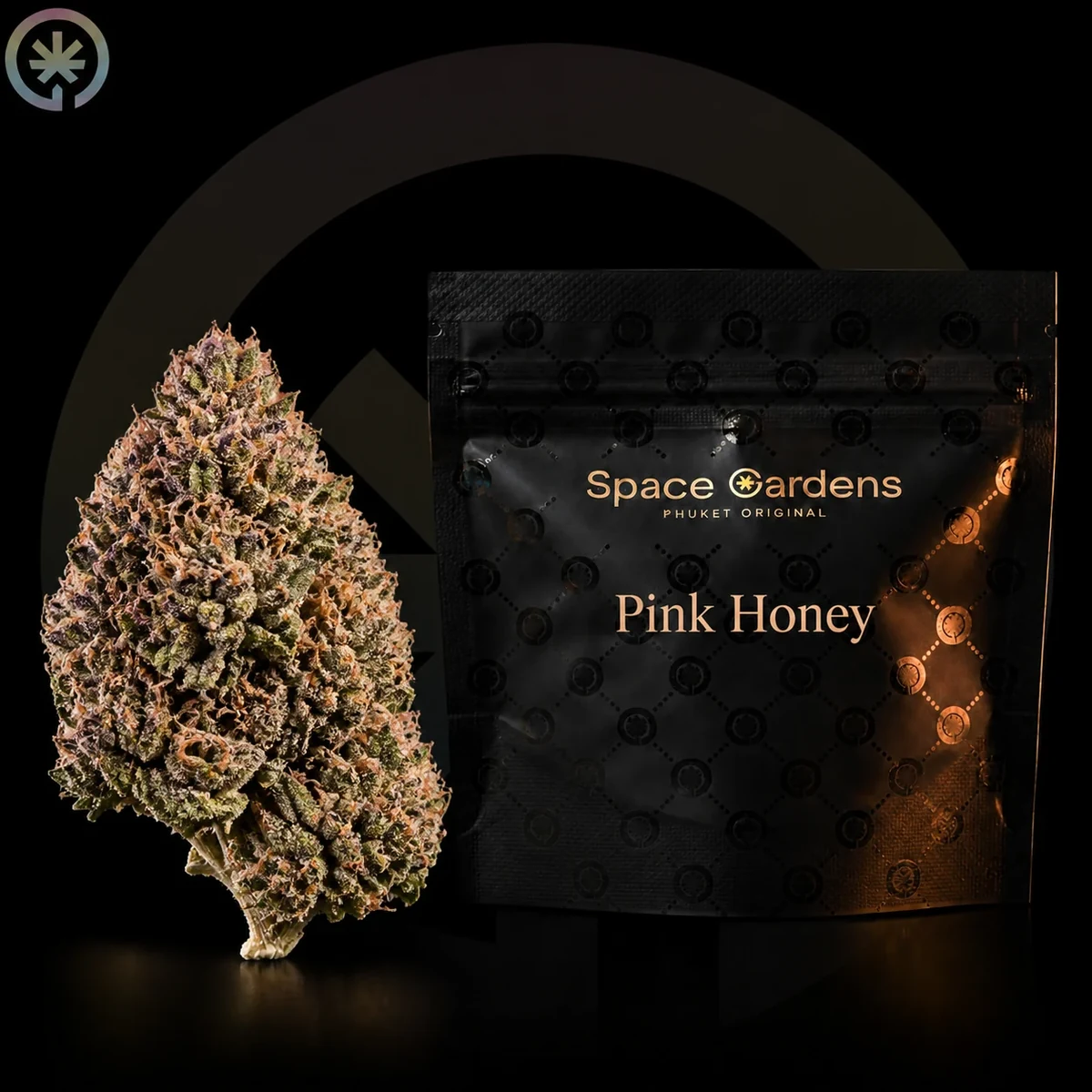 Pink Honey Cannabis Flower packaging at Space Gardens Phuket