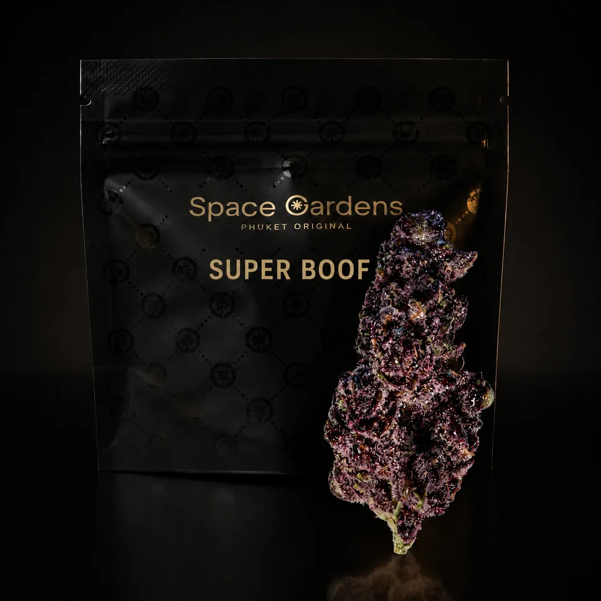 Super Boof Cannabis Flower close up at Space Gardens Phuket